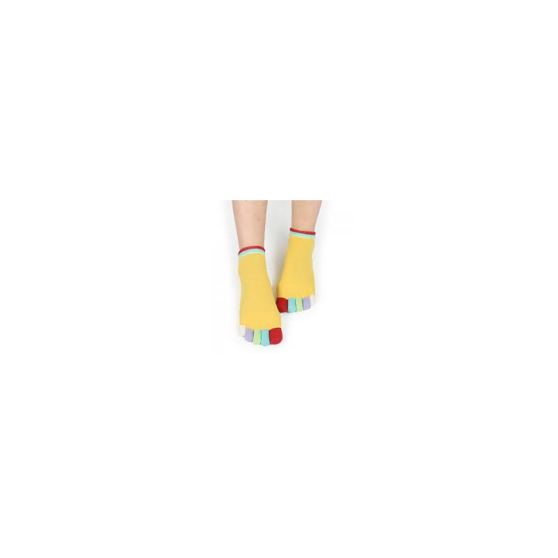 Unisex Warm Split Toe Five Toe Finger Socks Rainbow Stripe